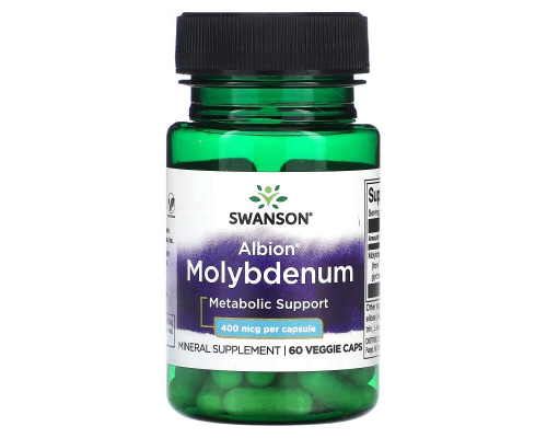 Swanson, Albion Molybdenum, 400 mcg, 60 Veggie Caps Swanson, Albion Molybdenum, 400 mcg, 60 Veggie Caps