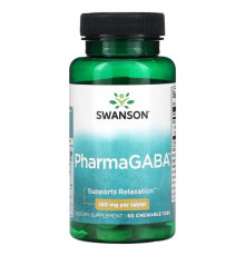 Аминокислоты Swanson, PharmaGABA, 100 мг, 60 жевательных таблеток