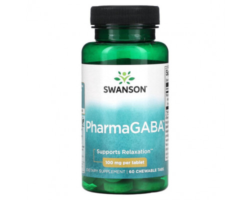 Аминокислоты Swanson, PharmaGABA, 100 мг, 60 жевательных таблеток Аминокислоты Swanson, PharmaGABA, 100 мг, 60 жевательных таблеток