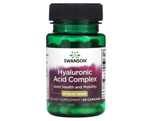 Swanson, Hyaluronic Acid Complex, 83 mg , 60 Capsules Swanson, Hyaluronic Acid Complex, 83 mg , 60 Capsules