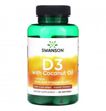 Swanson, D3 with Coconut Oil, Highest Potency, 5,000 IU, 60 Softgels