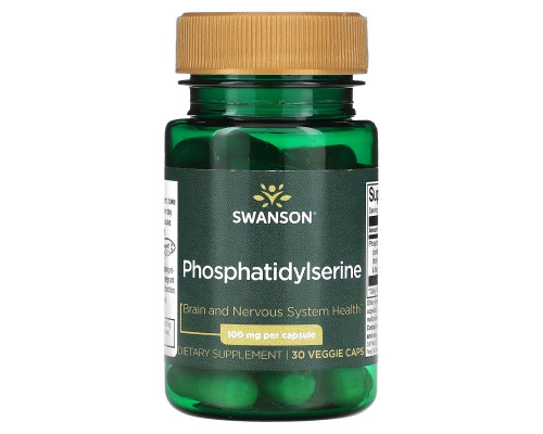 Swanson, Phosphatidylserine, 100 mg, 30 Veggie Caps Swanson, Phosphatidylserine, 100 mg, 30 Veggie Caps