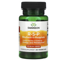 Swanson, R-5-P, рибофлавин-5-фосфат, 50 мг, 60 растительных капсул