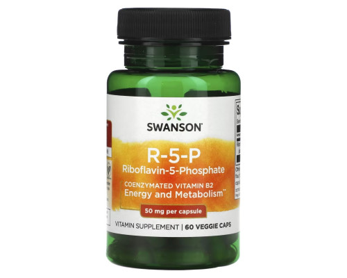 Swanson, R-5-P, рибофлавин-5-фосфат, 50 мг, 60 растительных капсул Swanson, R-5-P, рибофлавин-5-фосфат, 50 мг, 60 растительных капсул