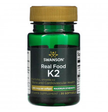Swanson, Maximum Strength, Real Food K2, 200 mcg, 30 Softgels