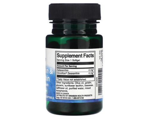 Swanson, Astaxanthin & Zeaxanthin, 60 Softgels Swanson, Astaxanthin & Zeaxanthin, 60 Softgels