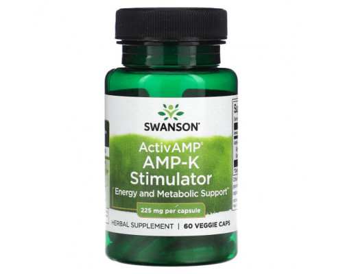 Растительные экстракты и настойки Swanson, ActivAMP AMP-K Stimulator, 225 мг, 60 растительных капсул Растительные экстракты и настойки Swanson, ActivAMP AMP-K Stimulator, 225 мг, 60 растительных капсул