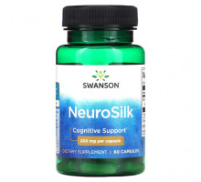 Улучшение памяти и работы мозга Swanson, NeuroSilk, 200 мг, 60 капсул