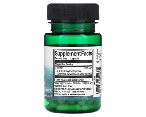 Swanson, 5-HTP, 200 мг, 60 капсул Swanson, 5-HTP, 200 мг, 60 капсул