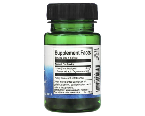 Swanson, Lutein, 10 mg, 60 Softgels Swanson, Lutein, 10 mg, 60 Softgels