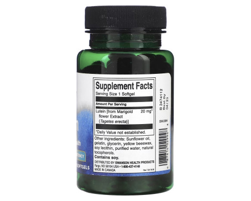 Swanson, Lutein, High Potency, 20 mg, 120 Softgels Swanson, Lutein, High Potency, 20 mg, 120 Softgels