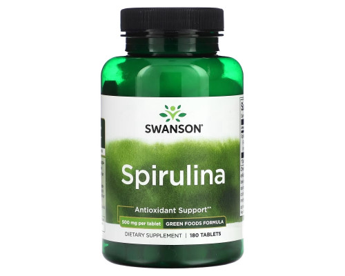Swanson, Spirulina, 500 mg, 180 Tablets Swanson, Spirulina, 500 mg, 180 Tablets