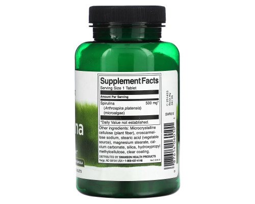 Swanson, Spirulina, 500 mg, 180 Tablets Swanson, Spirulina, 500 mg, 180 Tablets