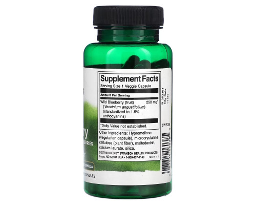 Swanson, Wild Blueberry with Whole Wild Blueberries, 250 mg, 90 Veggie Capsules Swanson, Wild Blueberry with Whole Wild Blueberries, 250 mg, 90 Veggie Capsules