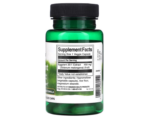 Swanson, Eggplant Extract , 450 mg , 30 Veggie Caps Swanson, Eggplant Extract , 450 mg , 30 Veggie Caps