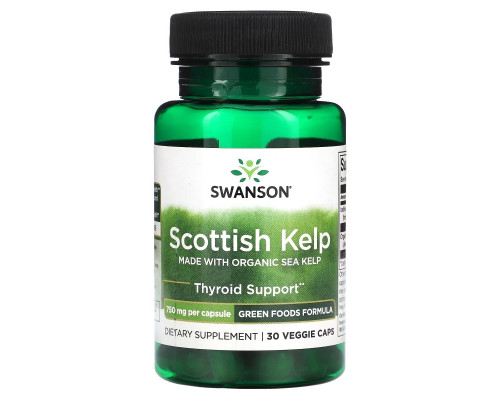 Swanson, Scottish Kelp, Made With Organic Sea Kelp, 750 mg, 30 Veggie Capsules Swanson, Scottish Kelp, Made With Organic Sea Kelp, 750 mg, 30 Veggie Capsules