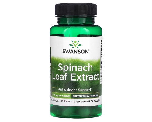 Swanson, Spinach Leaf Extract, 650 mg, 60 Veggie Capsules