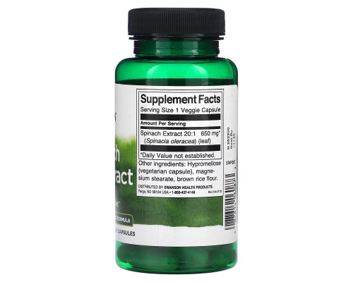 Swanson, Spinach Leaf Extract, 650 mg, 60 Veggie Capsules