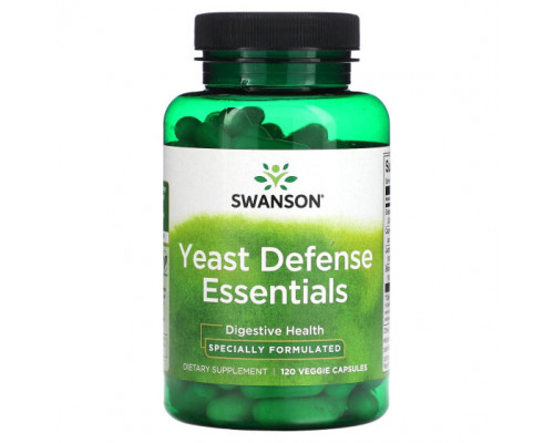Для пищеварительной системы Swanson, Yeast Defense Essentials, 120 растительных капсул Для пищеварительной системы Swanson, Yeast Defense Essentials, 120 растительных капсул