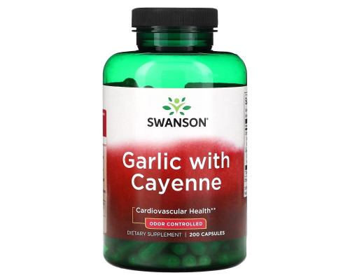 Swanson, Garlic with Cayenne , 200 Capsules Swanson, Garlic with Cayenne , 200 Capsules