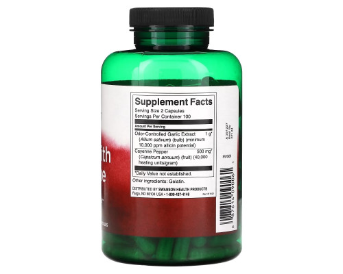Swanson, Garlic with Cayenne , 200 Capsules Swanson, Garlic with Cayenne , 200 Capsules