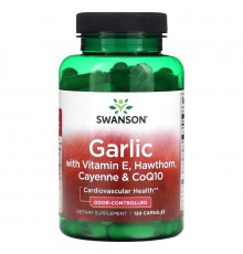 Swanson, Garlic with Vitamin E, Hawthorn, Cayenne & CoQ10, 120 Capsules