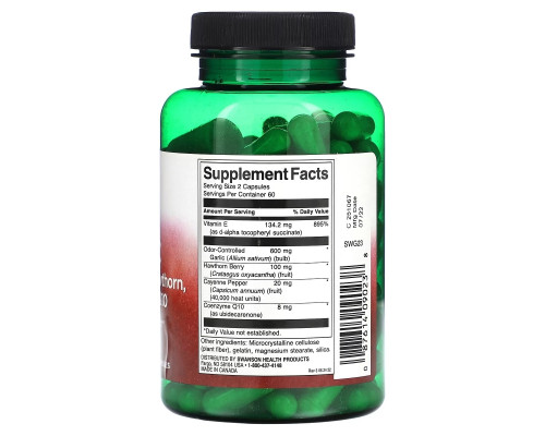 Swanson, Garlic with Vitamin E, Hawthorn, Cayenne & CoQ10, 120 Capsules Swanson, Garlic with Vitamin E, Hawthorn, Cayenne & CoQ10, 120 Capsules