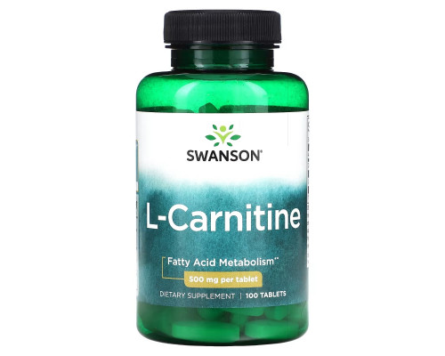 Swanson, L-Carnitine, 500 mg, 100 Tablets Swanson, L-Carnitine, 500 mg, 100 Tablets