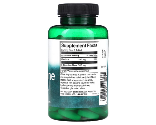 Swanson, L-Carnitine, 500 mg, 100 Tablets Swanson, L-Carnitine, 500 mg, 100 Tablets