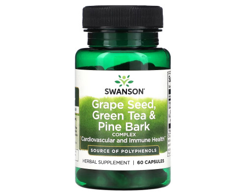 Swanson, Grape Seed, Green Tea & Pine Bark Complex, 60 Capsules Swanson, Grape Seed, Green Tea & Pine Bark Complex, 60 Capsules