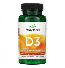 Swanson, витамин D3, 1000 МЕ, 250 капсул