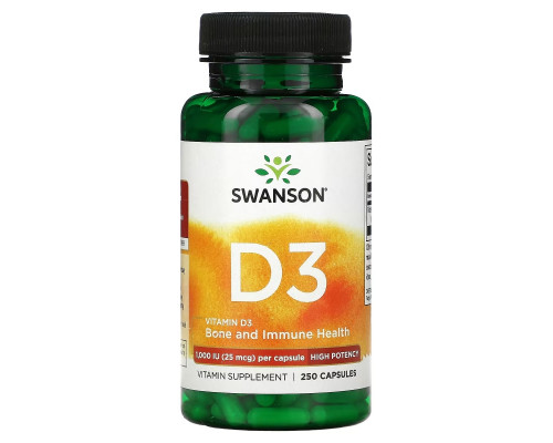 Swanson, витамин D3, 1000 МЕ, 250 капсул Swanson, витамин D3, 1000 МЕ, 250 капсул