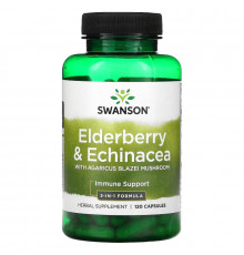 Swanson, Elderberry & Echinacea with Agaricus Blazei Mushroom, 120 Capsules
