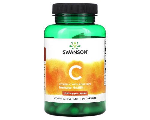 Swanson, Vitamin C With Rose Hips, 90 Capsules Swanson, Vitamin C With Rose Hips, 90 Capsules