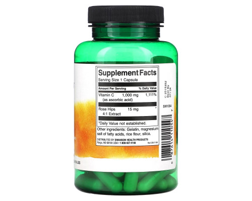 Swanson, Vitamin C With Rose Hips, 90 Capsules Swanson, Vitamin C With Rose Hips, 90 Capsules