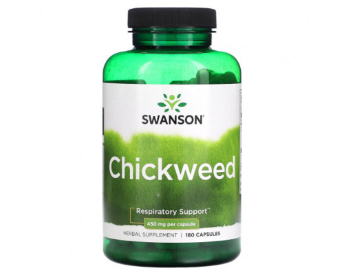 Растительные экстракты и настойки Swanson, Звездчатка, 450 мг, 180 капсул