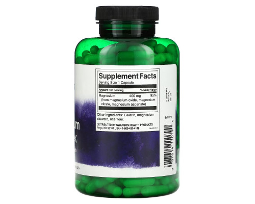 Swanson, Triple Magnesium Complex, 400 mg, 300 Capsules Swanson, Triple Magnesium Complex, 400 mg, 300 Capsules