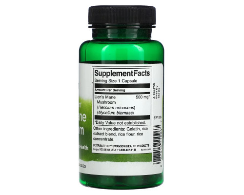 Swanson, Full Spectrum Lion's Mane Mushroom, 500 mg, 60 Capsules Swanson, Full Spectrum Lion's Mane Mushroom, 500 mg, 60 Capsules