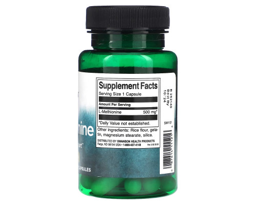 Swanson, L-Methionine, 500 mg, 30 Capsules Swanson, L-Methionine, 500 mg, 30 Capsules