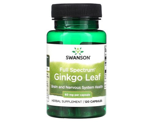Swanson, Full Spectrum Ginkgo Leaf, 60 mg, 120 Capsules