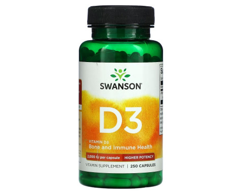 Swanson, Vitamin D3, 2,000 IU, 250 Capsules Swanson, Vitamin D3, 2,000 IU, 250 Capsules