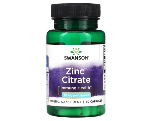 Swanson, Zinc Citrate, 30 mg , 60 Capsules Swanson, Zinc Citrate, 30 mg , 60 Capsules