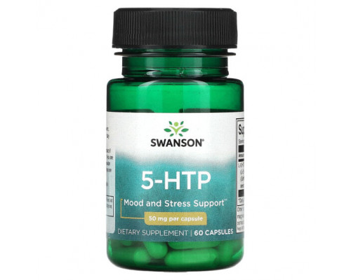 Для похудения и контроля веса Swanson, 5-HTP, 50 мг, 60 капсул Для похудения и контроля веса Swanson, 5-HTP, 50 мг, 60 капсул