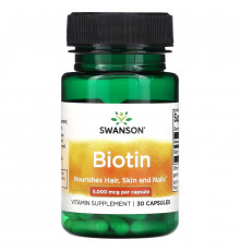 Swanson, Biotin, 5,000 mcg, 30 Capsules