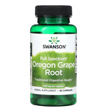 Фрукты и ягоды Swanson, Full Spectrum Oregon Grape, 400 мг, 60 капсул
