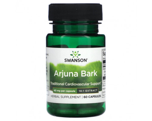 Аюрведа Swanson, Кора арджуны, 40 мг, 60 капсул