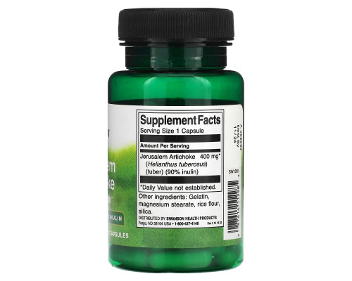 Swanson, Prebiotic Jerusalem Artichocke, 400 mg, 60 Capsules Swanson, Prebiotic Jerusalem Artichocke, 400 mg, 60 Capsules