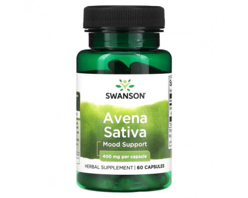 Растительные экстракты и настойки Swanson, Avena Sativa, 400 мг, 60 капсул Растительные экстракты и настойки Swanson, Avena Sativa, 400 мг, 60 капсул