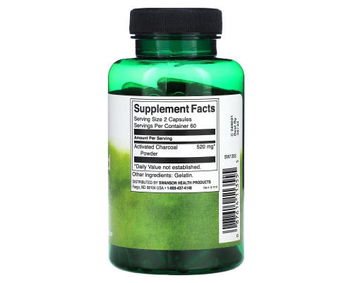 Swanson, Activated Charcoal, 260 mg, 120 Capsules Swanson, Activated Charcoal, 260 mg, 120 Capsules