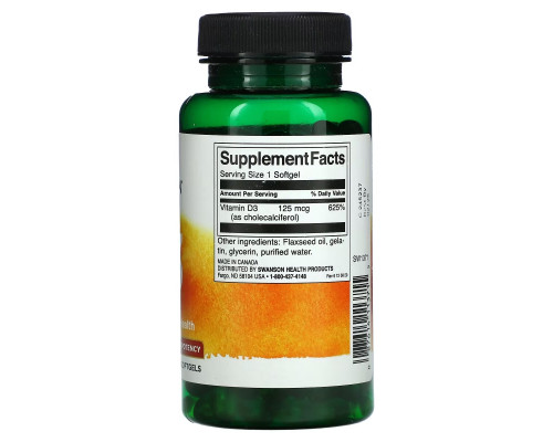 Swanson, Vitamin D3, Bone and Immune, Highest Potency, 5,000 IU, 250 Softgels Swanson, Vitamin D3, Bone and Immune, Highest Potency, 5,000 IU, 250 Softgels